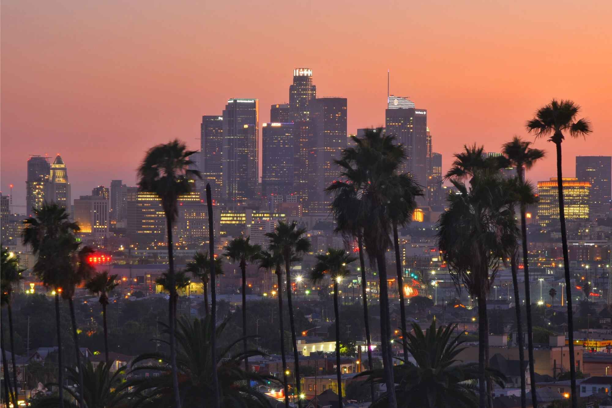 california skyline at sunset