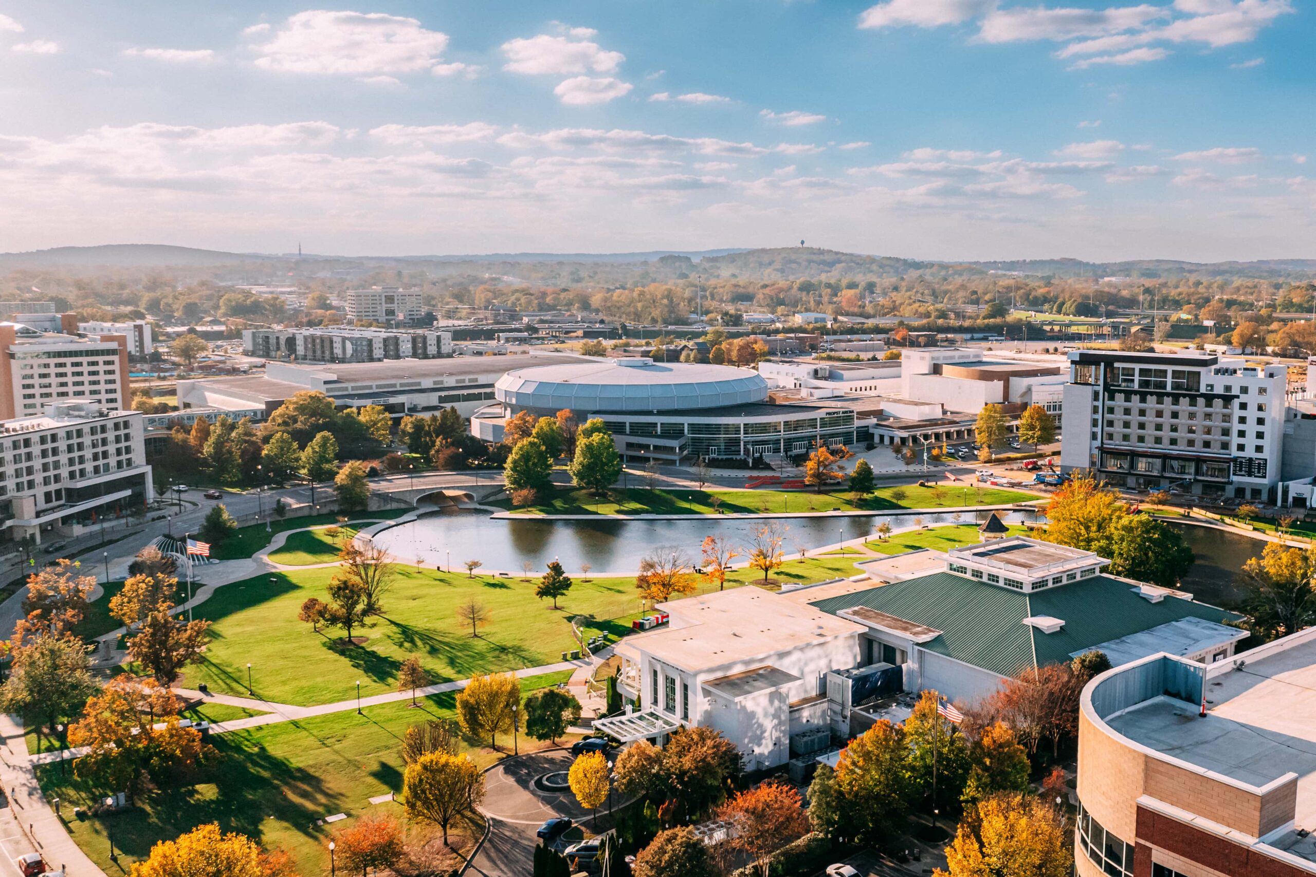 High Angle View of Downtown Huntsville, Alabama USA
